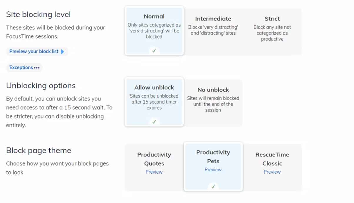 Skærmbillede af RescueTime app