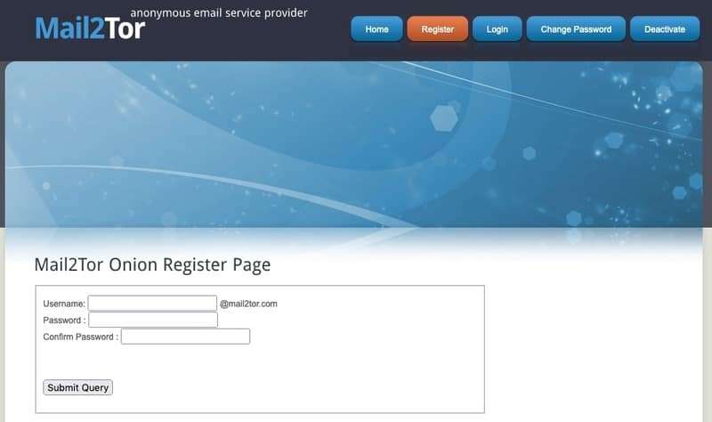 De bedste dark web-websteder, du ikke finder på Google 10 Et skærmbillede af Mail2Tor-hjemmesiden.