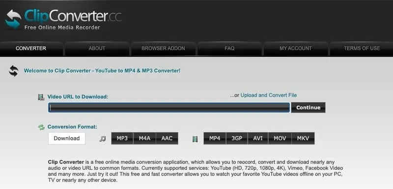 Sådan downloader du enhver video fra internettet: 18 gratis metoder 9 ClipConverter screenshot