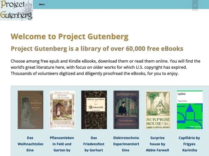 De 10 bedste websteder til download af gratis e-bøger 4 Project Gutenberg