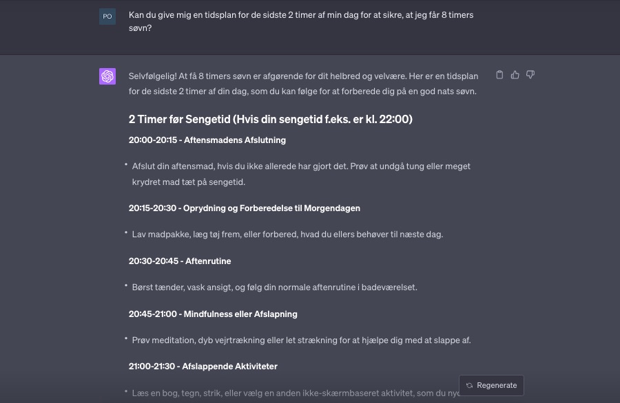 De 9 bedste måder at bruge ChatGPT på for dit helbred 3 Skærmbillede af ChatGPT-svar på opfordring til at skabe gode søvnvaner.