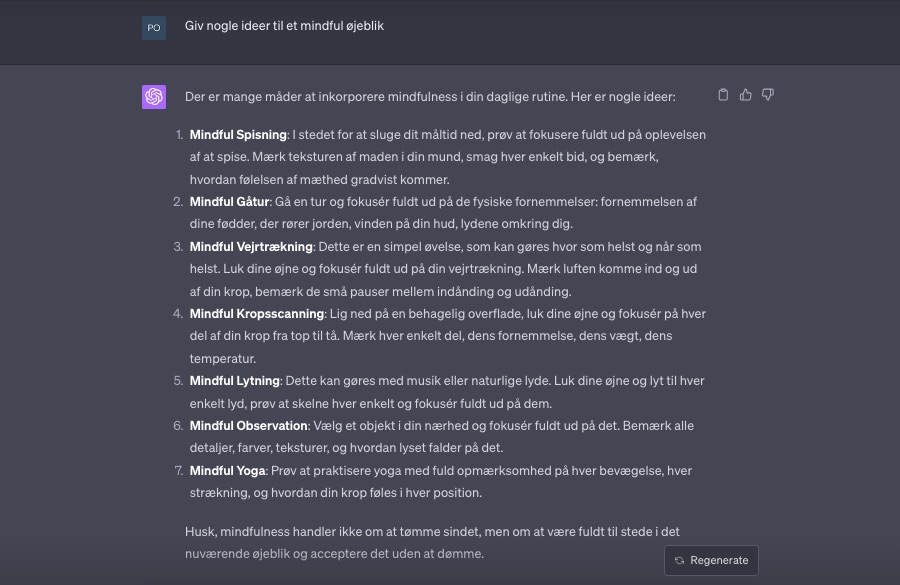 De 9 bedste måder at bruge ChatGPT på for dit helbred 4 Skærmbillede af ChatGPT-svar på forespørgsel om meditations information