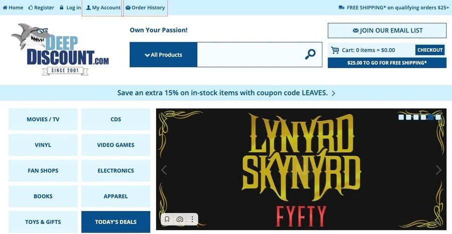 19 online shopping-steder med gratis international levering 10 Skærmbillede af deep discount webside