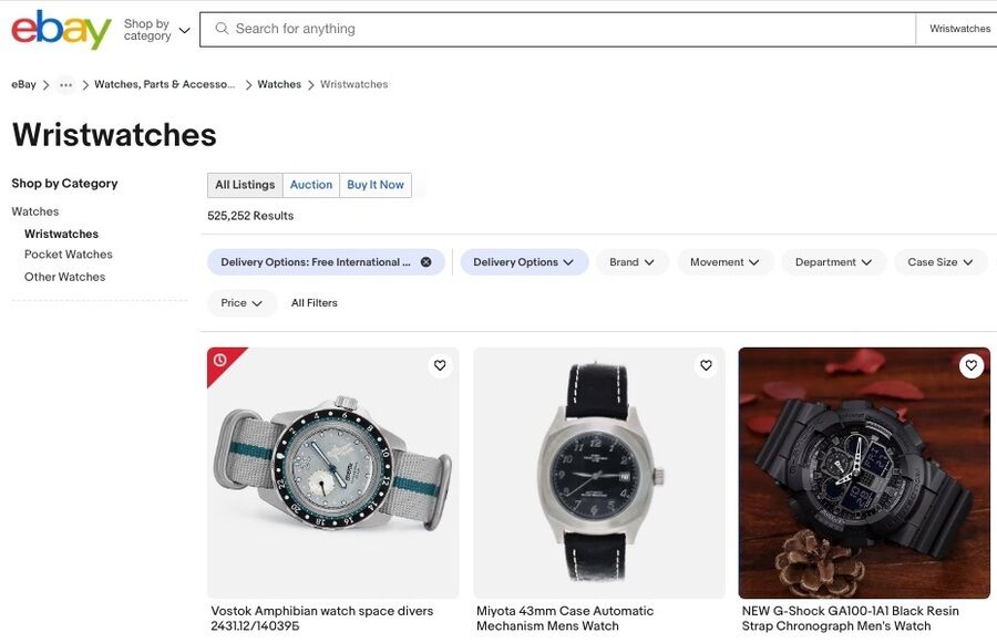 19 online shopping-steder med gratis international levering 18 Skærmbillede af eBay webside