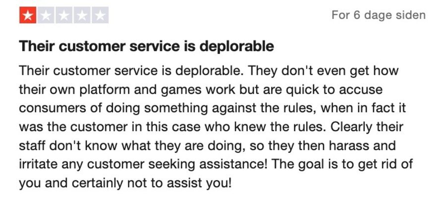 Bedømmelse på trustpilot om Temu