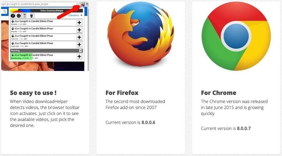 De 5 bedste værktøjer til at downloade streamingvideo fra enhver hjemmeside 1 Skærmbillede af downloadhelper hjemmeside