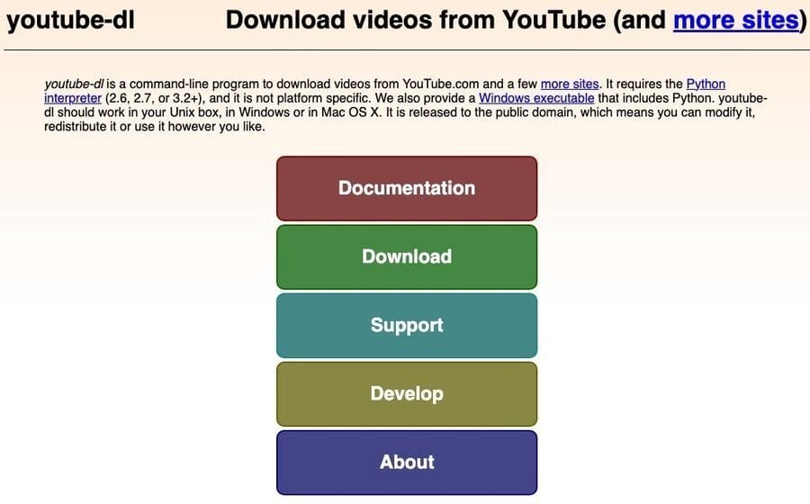 De 5 bedste værktøjer til at downloade streamingvideo fra enhver hjemmeside 5 Skærmbillede af ytdl-org hjemmeside