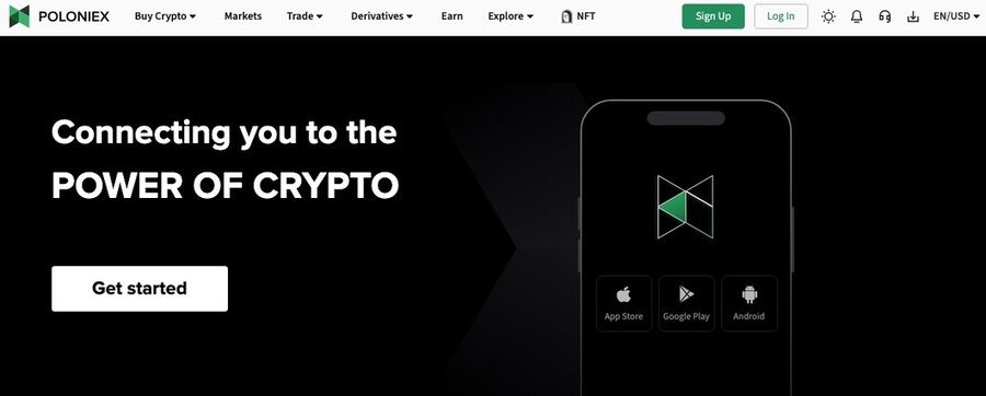 Et skærmbillede af poloniex hjemmesiden