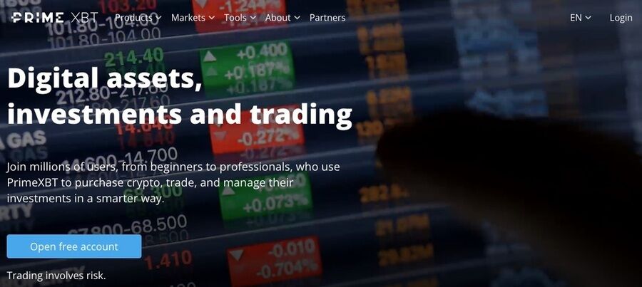 Et skærmbillede af primexbt hjemmesiden