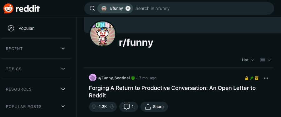 16 sjove subreddits, der garanteret får dig til at grine højt 1 Et skærmbillede af r/funny webpage