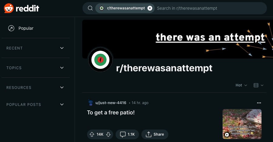 16 sjove subreddits, der garanteret får dig til at grine højt 13 Et skærmbillede af r/therewasanattempt webpage