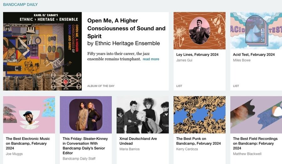 Skærmbillede af Bandcamp hjemmeside