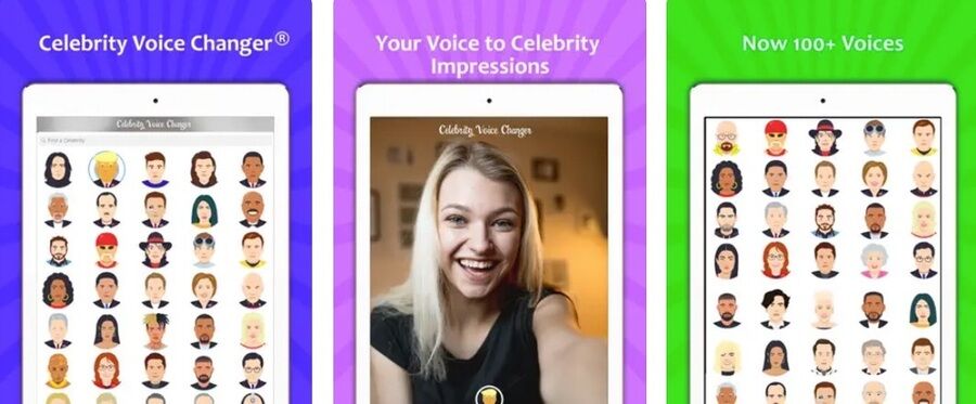 De 11 bedste stemmeskiftende apps til Android og iOS 1 Skærmbilleder af Celebrity Voice Changer-appen.