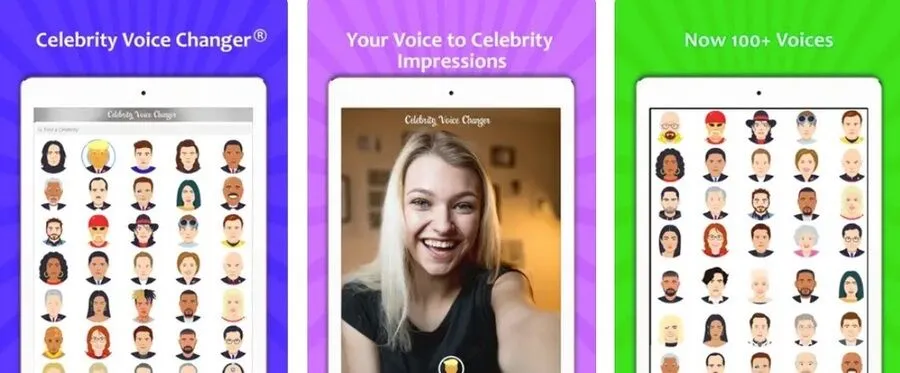 De 11 bedste stemmeskiftende apps til Android og iOS 1 Skærmbilleder af Celebrity Voice Changer-appen.