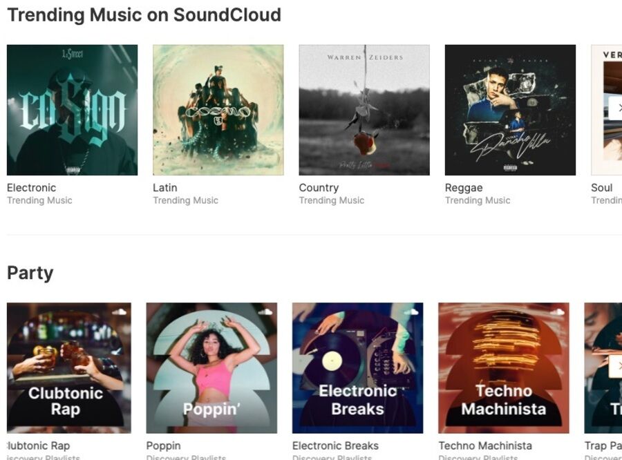 Skærmbillede af Soundcloud hjemmeside