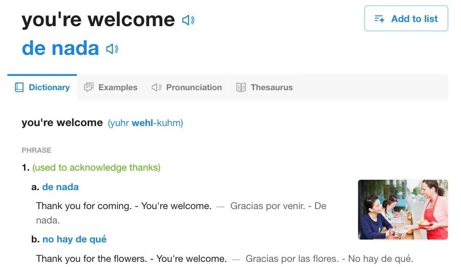 De 11 bedste online oversættere, du kan bruge i den virkelige verden 9 Skærmbillede af spanishdict hjemmeside