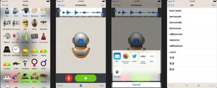 De 11 bedste stemmeskiftende apps til Android og iOS 4 Skærmbilleder af Voice Changer Plus-appen