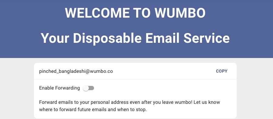 Skærmbillede af wumbo hjemmeside