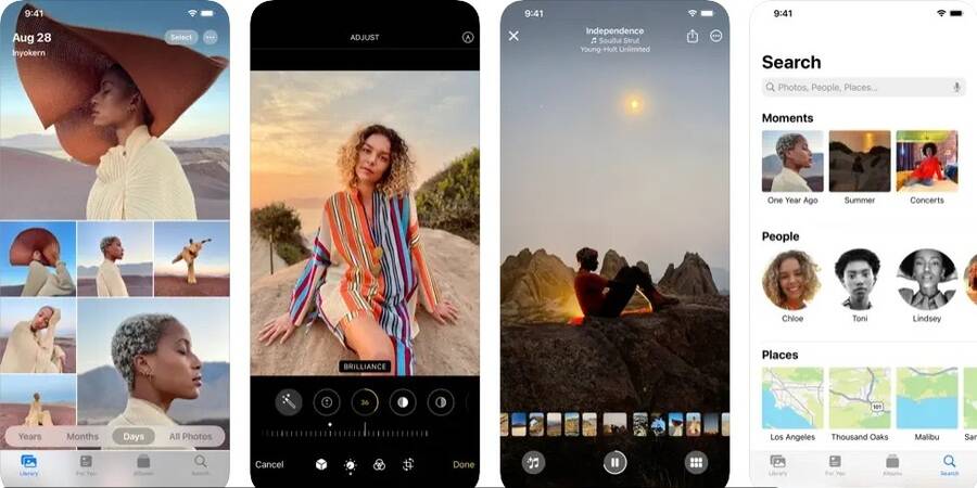 Skærmbilleder af Apple-fotos-appen 