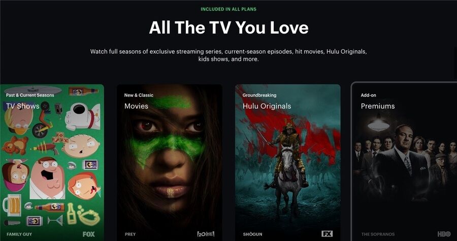 Skærmbillede af Hulu websiden