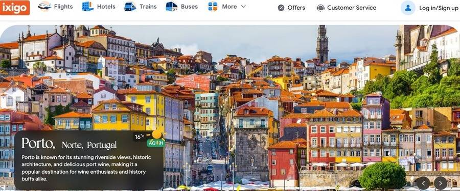 7 gratis AI- og ChatGPT-apps til rejseplanlægning for at få en øjeblikkelig rejseplan 2 Skærmbillede af ixigo hjemmeside