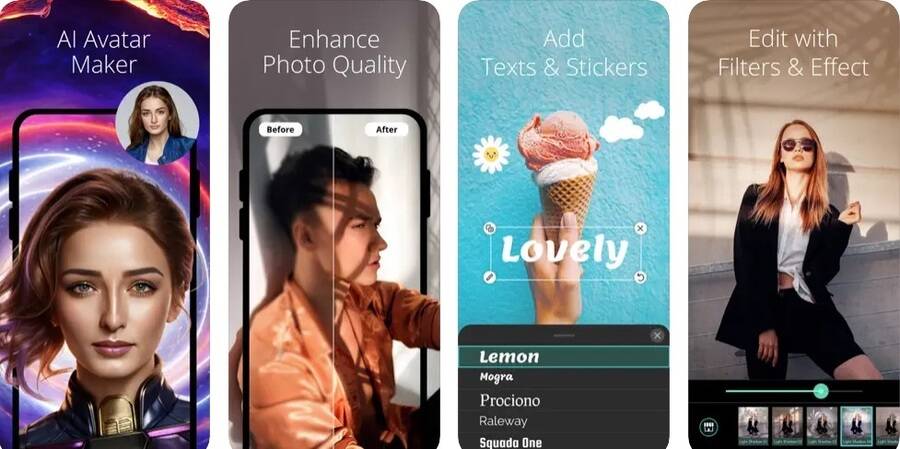 Skærmbilleder af PhotoDirector-appen 