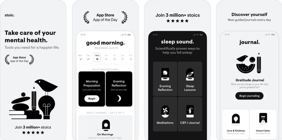 5 lydjournal-apps til at gøre din velfærdsjournal lettere 2 Skærmbilleder af Stoic-appen