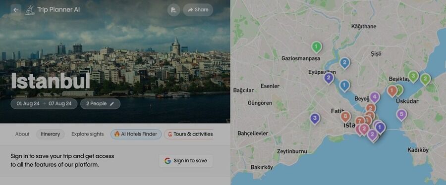 7 gratis AI- og ChatGPT-apps til rejseplanlægning for at få en øjeblikkelig rejseplan 4 Skærmbillede af Trip Planner AI hjemmeside