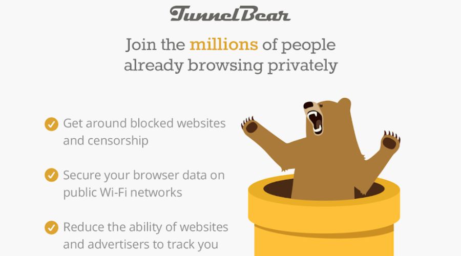 De 10 bedste gratis VPN-udvidelser til Google Chrome 7 Skærmbillede af TunnelBear-plugin fra Chrome Webshop