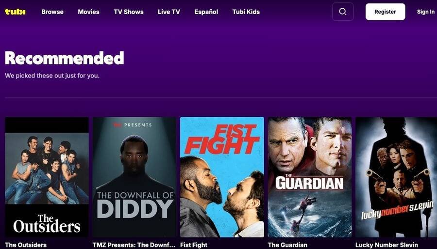 De 14 bedste sider til at se film gratis 5 Skærmbillede af Tubi TV hjemmeside