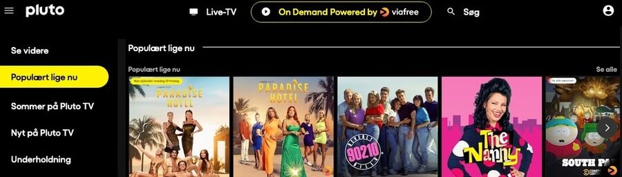 Sådan ser du Pluto TV fra hvor som helst i verden 2 Skærmbillede af Pluto TV's hjemmeside