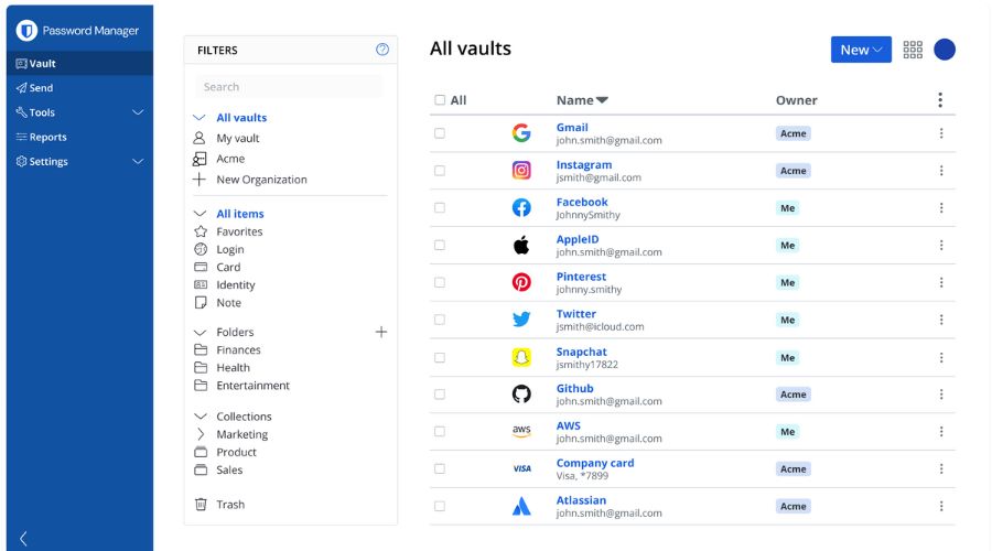 Skærmbillede af Bitwarden Password Manager