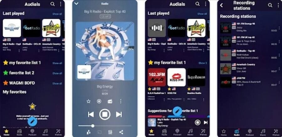 Skærmbilleder af Audials Play appen