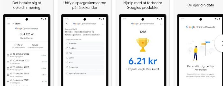 Skærmbillede af Google Opinion Rewards-appen 