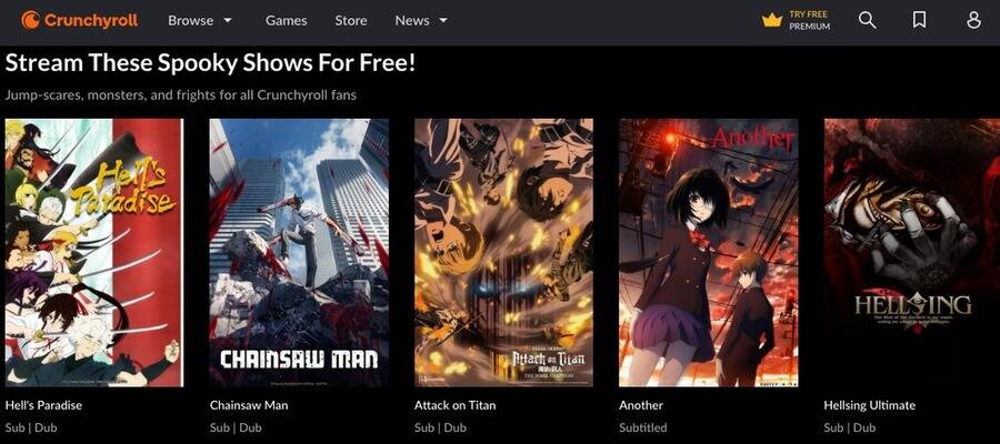13 fremragende streamingtjenester med gratis prøveperioder 8 Skærmbillede af Crunchyroll hjemmeside.