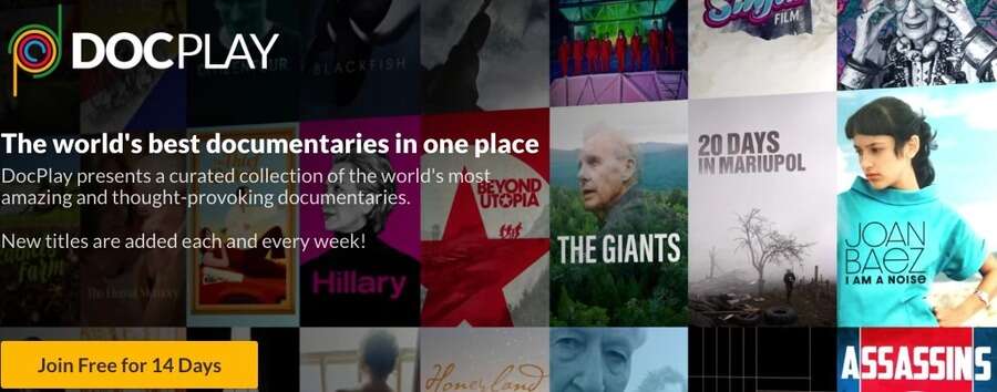 Skærmbillede af DocPlay hjemmeside.