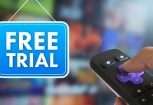13 fremragende streamingtjenester med gratis prøveperioder Skilt med teksten 'Free trial' og en hånd, der holder en fjernbetjening.