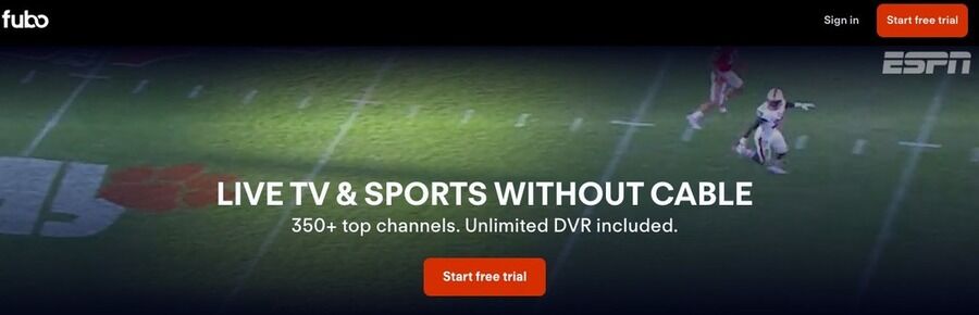 13 fremragende streamingtjenester med gratis prøveperioder 10 Skærmbillede af FuboTV hjemmeside.