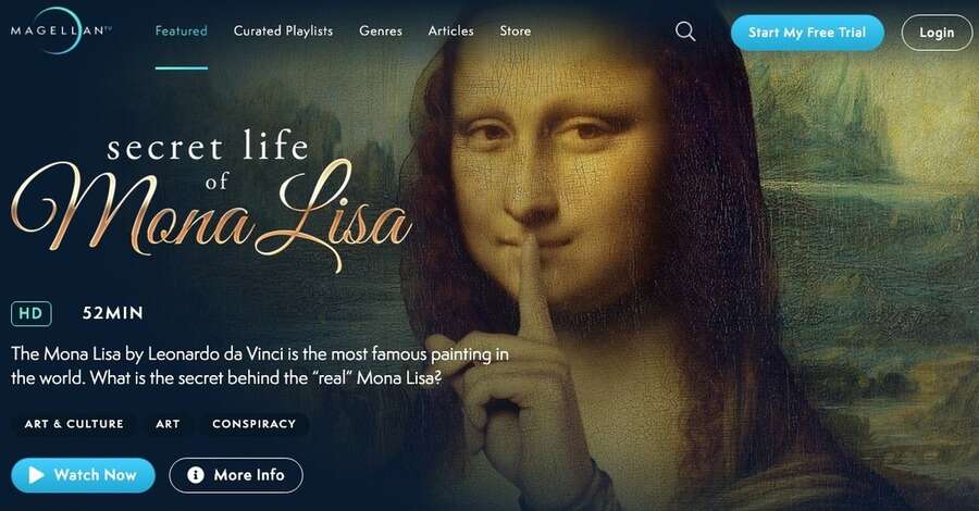 Skærmbillede af MagellanTV hjemmeside. 