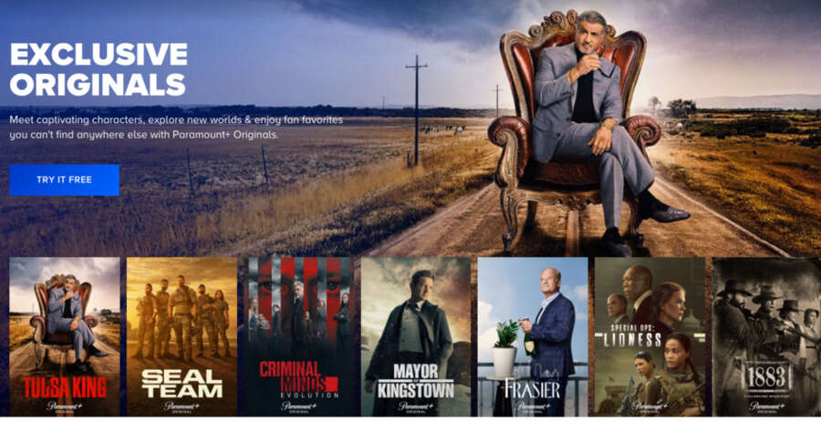 13 fremragende streamingtjenester med gratis prøveperioder 3 Skærmbillede af Paramount+ hjemmeside.