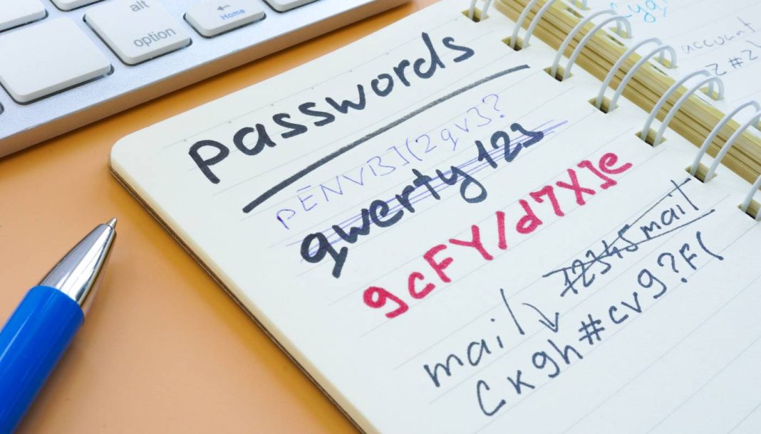 password Usikker opbevaring af adgangskoder i en notesbog.