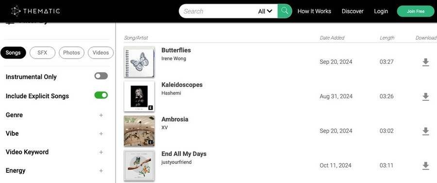 Skærmbillede af Thematic hjemmeside.