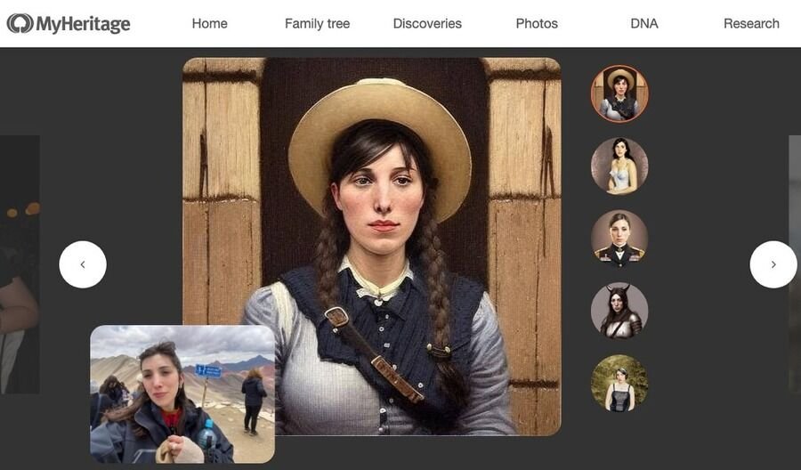 Et skærmbillede af MyHeritage -hjemmesiden.