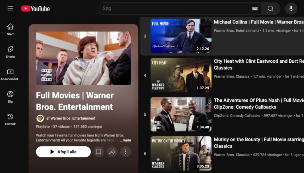 warnerbros-youtube Skærmbillede fra YouTube-kanalen Warner Bros.
