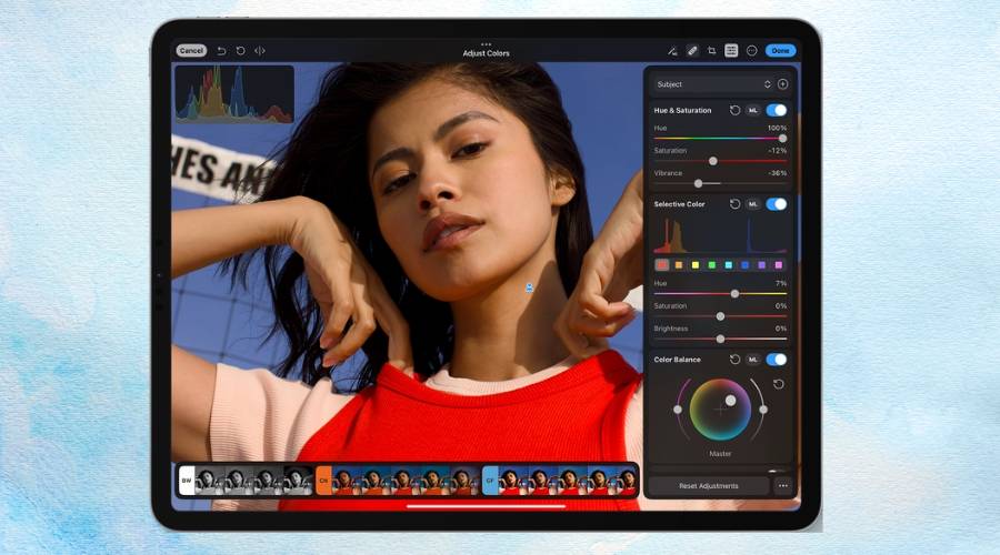Skærmbillede af Photomator-appen.