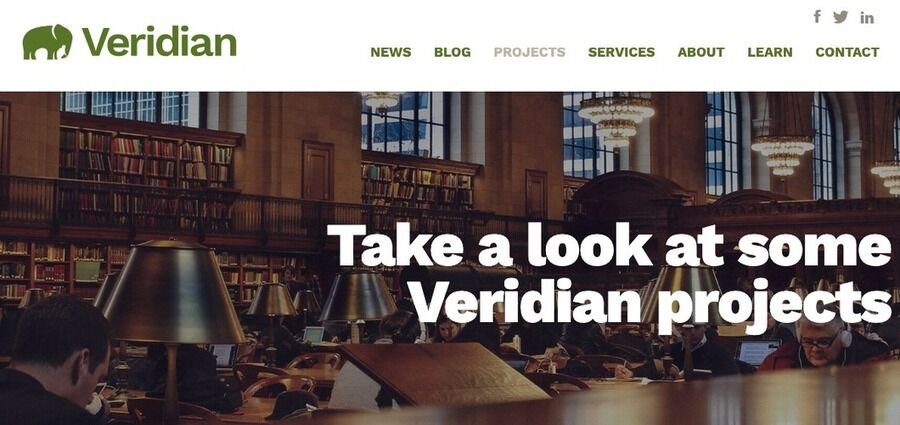Skærmbillede af Veridian-siden.